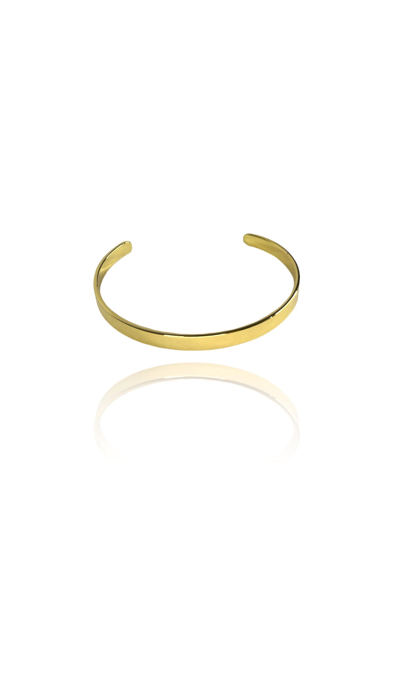 Bracelete Liso Largo Folheado Em Ouro 18k - Casa Vitrine