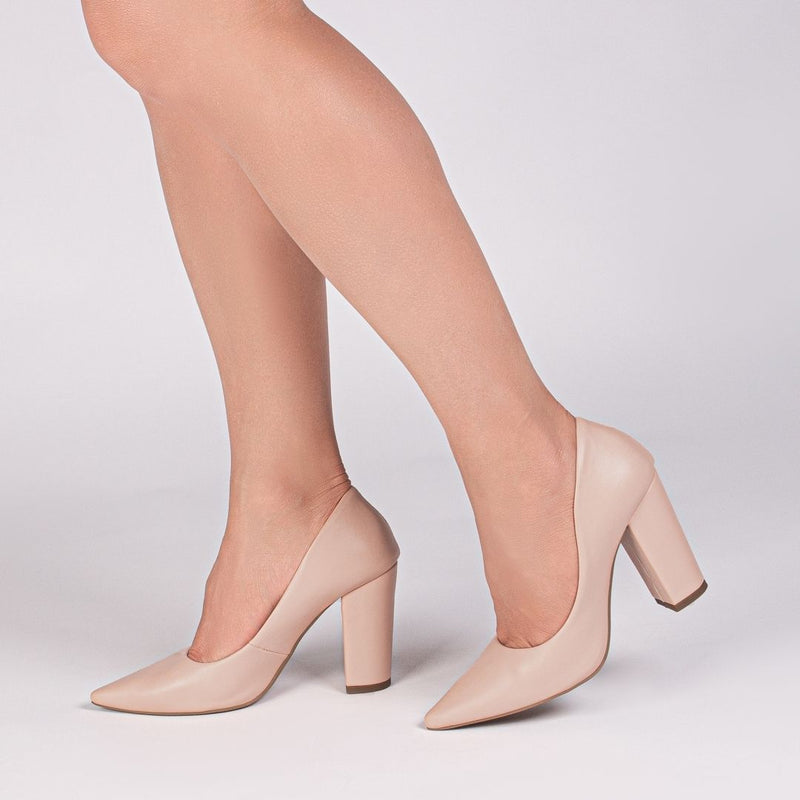 Scarpin Nude Salto Bloco