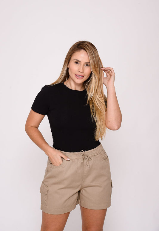 Shorts Cargo Feminino Bege Escuro