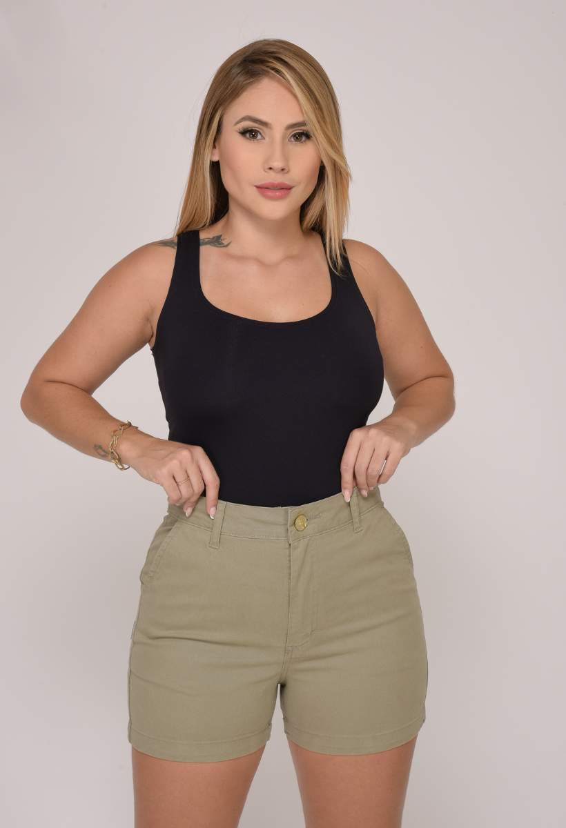 Shorts Feminino Verde Acinzentado