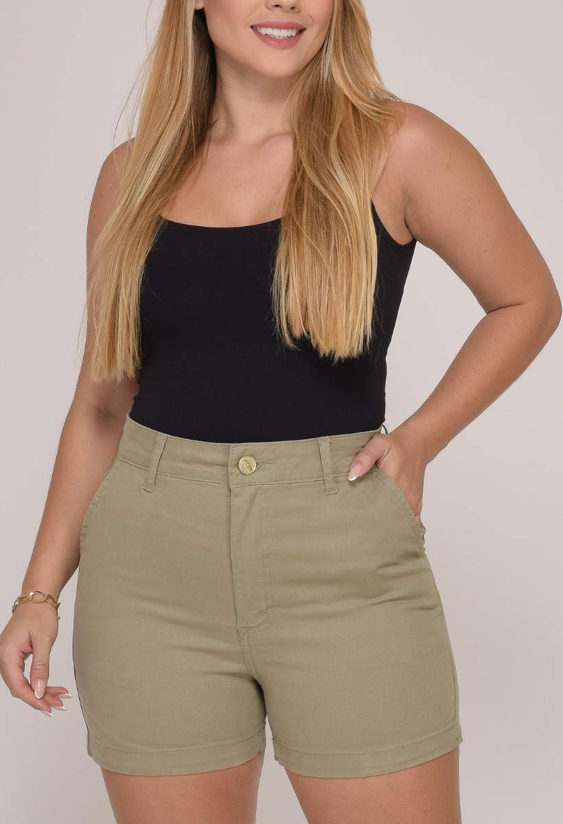 Shorts Feminino Verde Acinzentado