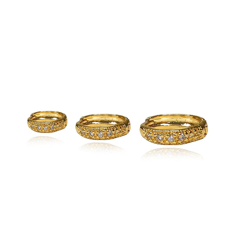 Trio De Argolinhas Com Zirconia Banhado Em Ouro 18k - Casa Vitrine