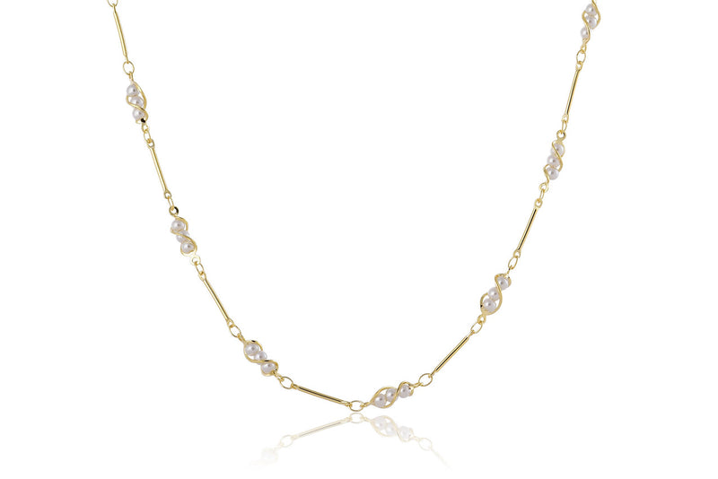 Colar Choker Com Mini Pérolas Na Corrente Banhado Em Ouro 18k - Casa Vitrine